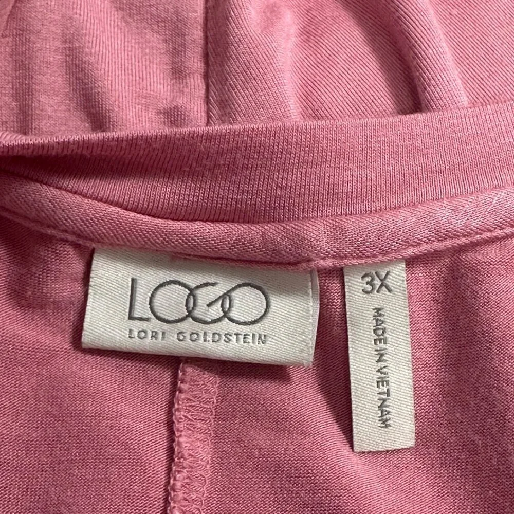 LOGO by Lori Goldstein 3X Knit Top with Chiffon Back Inset & Pockets Boho Casual - Picture 5 of 11